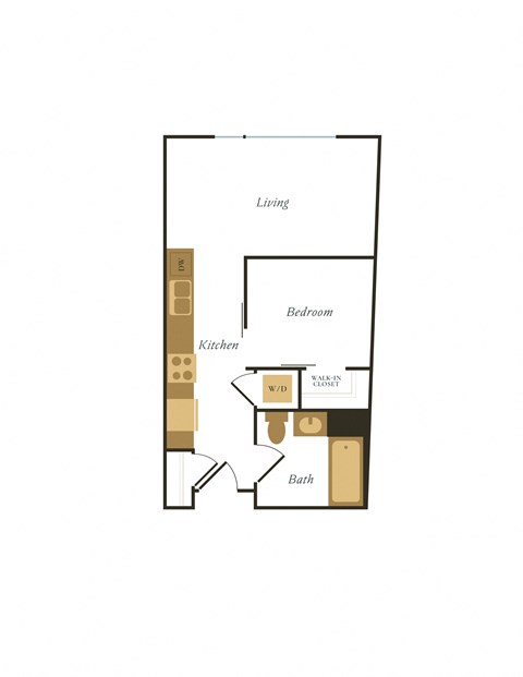 Floor plan for 1 bed, 1 bath, 518 sqft